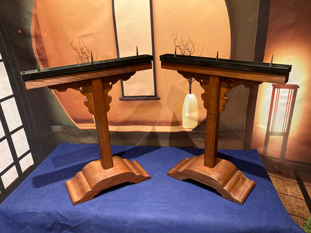 Japanese Buddhist altar candle holders . - Yamazakura