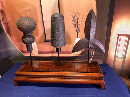Yari Saya Display. Antique Japanese spear covers - Yamazakura